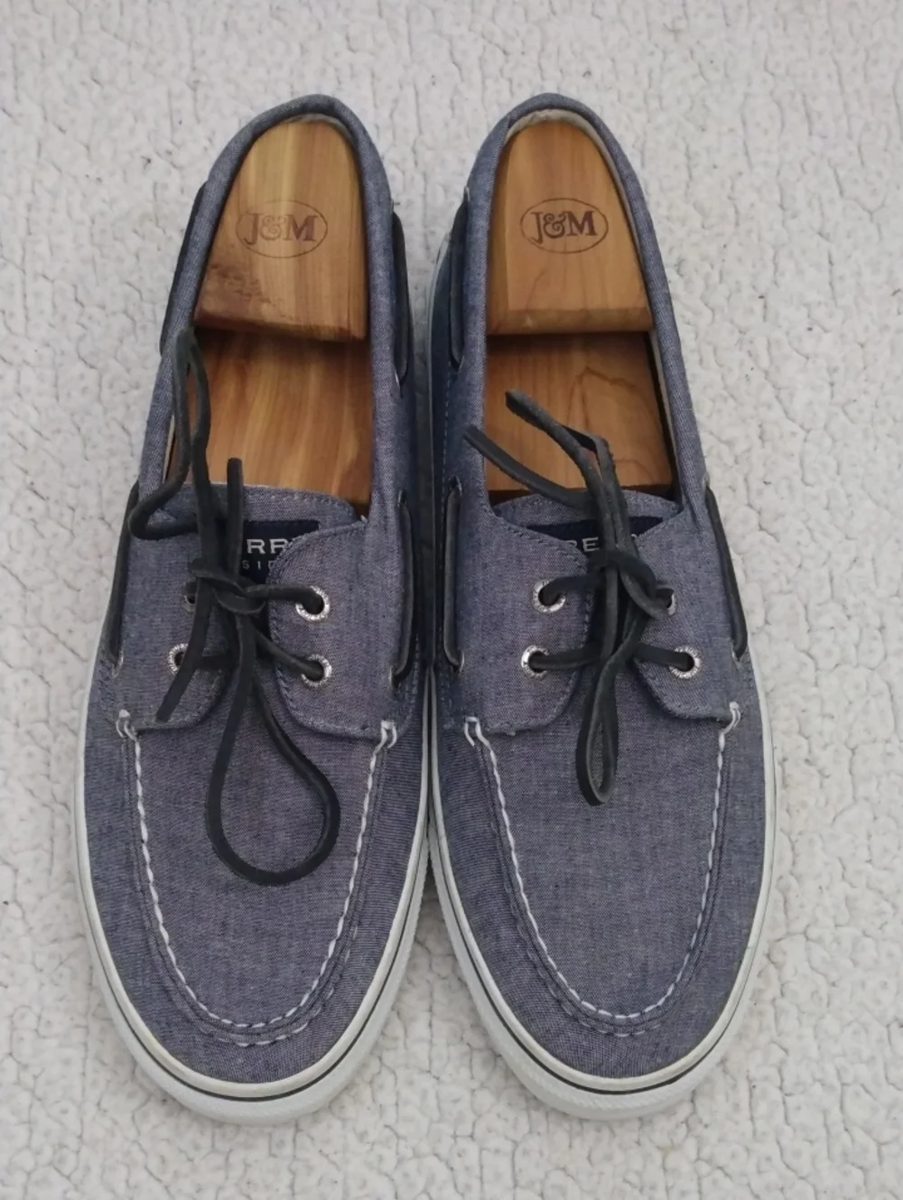 Sperry Steel Blue Bahama 2 Canvas Boat Shoes  10.5M